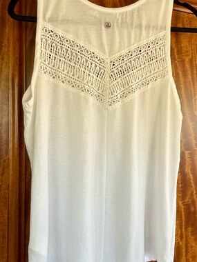 Prana White Lace-Detail Tank Top